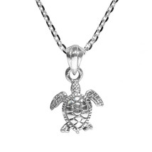 Hawaiian Health &amp; Luck Sea Turtle Animal Lover .925 Sterling Silver Necklace - £12.39 GBP
