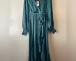 Sofia by Sofia Vergara Green Wrap Dress with Bishop Sleeves S( 4-6) - $10.00