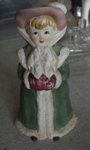 Vintage Lefton China Porcelain Woman in Winter Coat Figurine 5 3/8&quot; Tall - £19.49 GBP