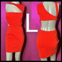 Red Orange Sexy Cut-Out Going Out Dress ~Size L - $18.70