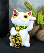 Japanese Luck And Fortune Charm White Beckoning Cat Maneki Neko Statue 4... - €17,16 EUR