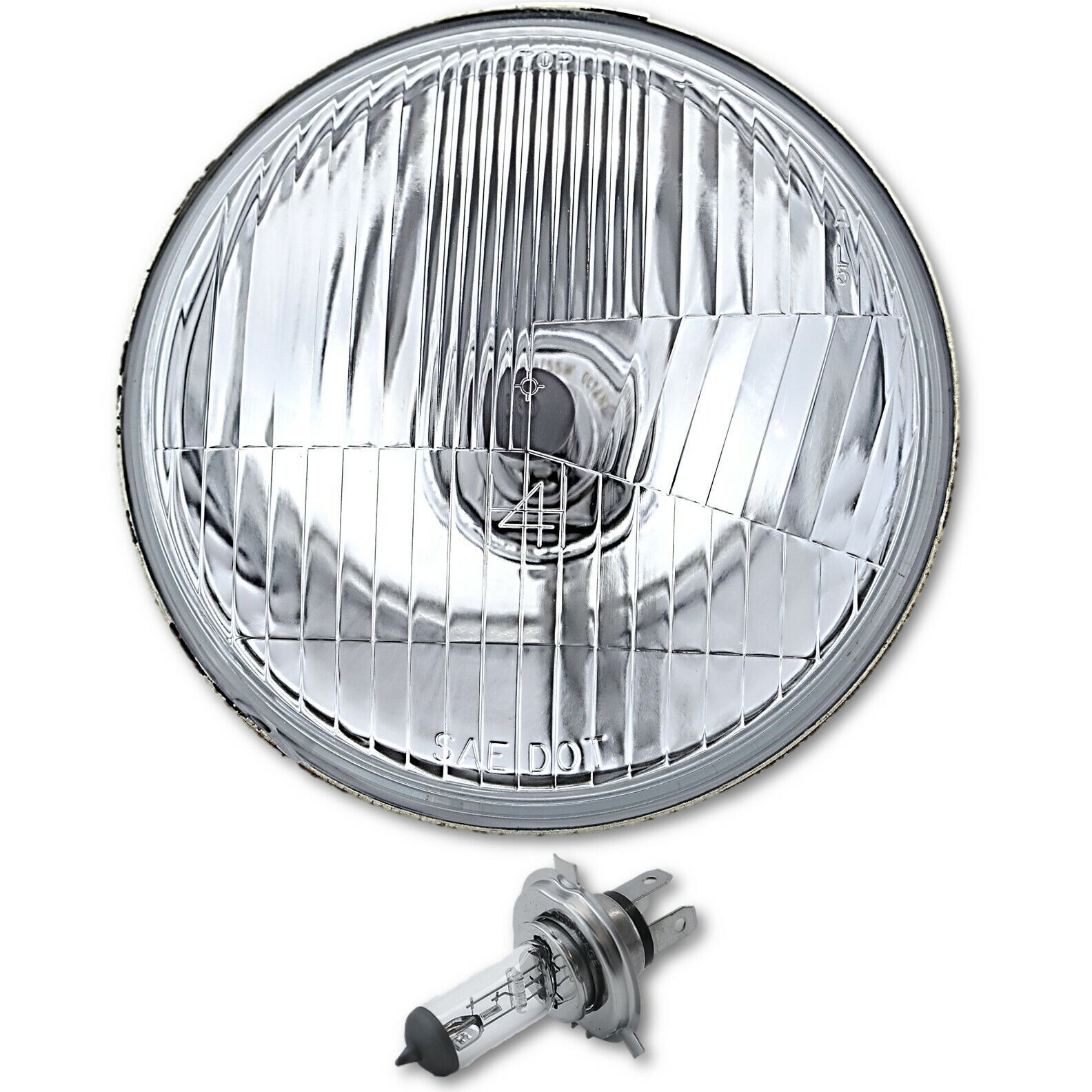 5-3/4&quot; Motorcycle 6V Headlight Headlamp Halogen H4 Light Bulb 6 Volt 35/35W - $29.95