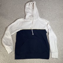 H&amp;M Men&#39;s Colorblock Hoodie In Navy Blue, And White Size Small Long Sleeve - $19.99