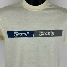 Braniff Airways Vintage 80s T Shirt Small Airline Airplane Aviation Mens Yellow - £47.81 GBP