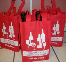 3 Wine Bottle Carriers Totes Each Holds 4 Cloth Handy Shopping Bags Eco Friendly - £7.77 GBP