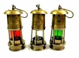Set of 3 Antique Brass Minor Lamp Vintage Nautical Ship Boat Light Lante... - £81.19 GBP