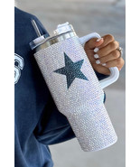 White Star Shape Full Rhinestone Stainless Portable Cup 40oz - $589.03 MXN