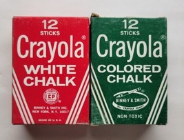 Vintage Binney &amp; Smith Crayola No. 816 Colored &amp; No. 320 White Chalk In Boxes - £15.63 GBP