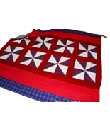 Americana Red White Blue Pinwheel Reversible Quilt Full/Queen 90”x 83” P... - £34.56 GBP