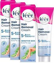 Veet Silk &amp; Fresh 5 in 1 Skin Benefits Hair Removal Cream,  Sensitive Skin 100gm - £14.63 GBP+