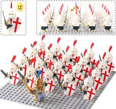 21pcs Red Cross Knights E Medieval Battles &amp; Sieges Custom Minifigures Toys - £22.09 GBP