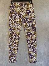 LuLaRoe Womens Leggings Purple White Floral OS One Size - $8.91