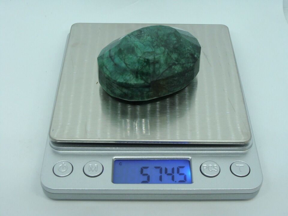 574 Carats Natural Emerald Color Enhanced Green Oval Faceted Cut Gemstone Stone Item image 12