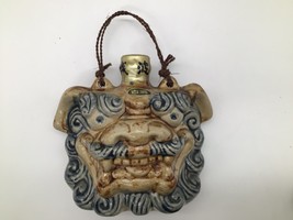 Japanese Ceramic Sake Bottle Shisa Lion Mask Decanter Rope Handle Vintag... - $1,108.77 MXN