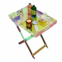 Iridescent Acrylic Folding Tray Table  Modern Multifunctional Bedside C... - $399.00