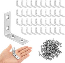 40PCS 1.5&quot; Zinc L Brackets with Screws – Corner Braces for Wood &amp; Shelves - $477.51 MXN