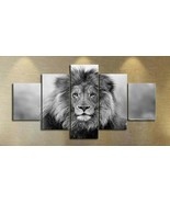 Multi Panel Print African Lion Canvas 5 Piece Wall Art Black &amp; White Saf... - £21.80 GBP+