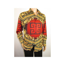 Men Sports Shirt by DE-NIKO Long Sleeves Fashion Print Soft Modal DNK6902 Red image 8
