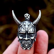 Japanese Devil Demon Hannya Mask Pendant Necklace Men&#39;s Unisex Jewelry Chain 24&quot; - £7.89 GBP