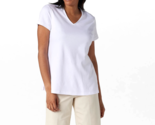 Isaac Mizrahi Essentials Pima Cotton V-Neck Swing Top- White, SMALL - $24.00