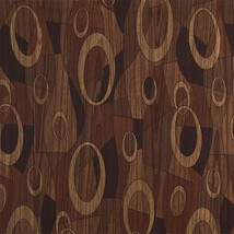 The Abstract Wood Dark Brown, Dark Beige Circles And Shapes Peel And Stick - $46.98