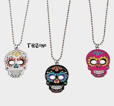 12 Metal Day of the Dead Skull Necklaces, Dia De Los Muertos party, Halloween  - £15.85 GBP