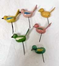 6 Vintage Wood Erzgebirge Style Bird Birthday Candle Holders Germany All... - $24.26