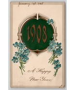 New Year Greeting 1908 Art Deco Style Postcard Q25 - $5.95