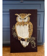 Vintage mid century 3-D  Owl String &amp; wool Art  Retro Wall Decor 29&quot; x 18&quot; - $122.95 CAD