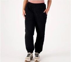 BumbleBella by Jill Martin Sherpa Joggers W/ Pockets (Black, Petite X-L) A544098 - £12.80 GBP