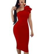Mokoru Women&#39;s Sexy Ruffle One Shoulder Bodycon Elegant Cocktail Party M... - $485.46 MXN