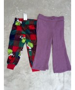 LOT of Jumping Beans Purple Pajama Pants &amp; Grinch Christmas Pants Size 2T - $276.24 MXN