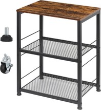 Side Table Living Room End Table With Wheels Industrial Nightstand 3 Tier - £39.73 GBP