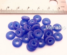50 8x2.5mm Czech Glass Donut Beads: Matte - Cobalt - £2.11 GBP