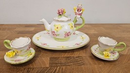 Tea Set w/ Flowers &amp; Fairy - Delicate Porcelain Mini - $19.34