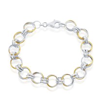 Sterling Silver and GP Multi Circle Link Bracelet - £134.00 GBP