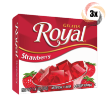 3x Packs Royal Strawberry Flavor Fat Free Gelatin | 4 Servings Per Pack ... - £9.48 GBP