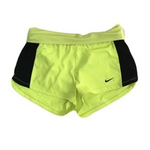 NIKE Womens S Small Knit Training Shorts Neon Yellow Black Dri Fit Running  - $10.55