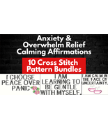 Anxiety &amp; Overwhelm Relief: 10 Cross Stitch Pattern Bundles Calming Affi... - $10.99