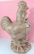 VTG HTF 18&quot; Hand Painted Handcrafted Life size DETAILED  Ceramic Rooster w/Bow - £68.52 GBP