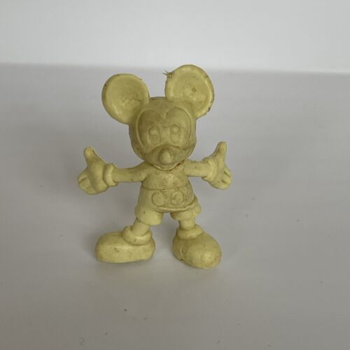 Mickey Mouse Mini Figurine Walt Disney Productions White Hard Plastic Toy 1961 - $8.88