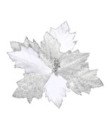 Silver Glitter Poinsettia Pick Velvet 11 X 11.5 Inches - $17.18