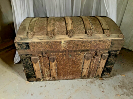 Antique? Victorian Dome Topped Steamer Trunk Travel Chest - $237.50