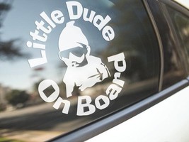Little Dude on Board Baby in Car Vinyl Car Truck Decal Window Sticker Au... - £4.68 GBP