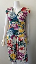 Vintage Morton Myles For the Warrens Silk Crepe Dress Colorful Size 10 - £64.19 GBP