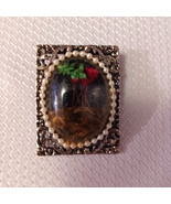Vintage Dried Flower Bouquet Under Glass Dome Pendant or Brooch - $9.50 CAD
