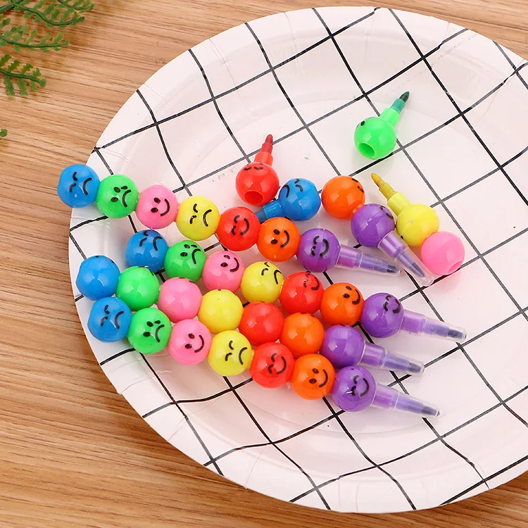 Sporting 5PCS Cartoon Smiley Face Colour Pencils Birthday Party Favor Kids Gifts - £23.62 GBP