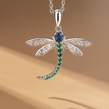 2Ct Simulated Diamond Women&#39;s Dragonfly Pendant 14K White Gold Plated Silver - $148.00