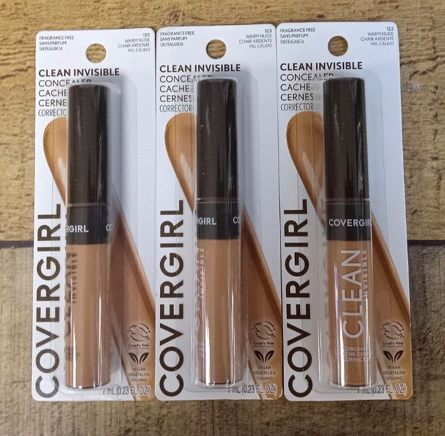 3 PACK - COVERGIRL 123 Warm Nude Clean Invisible Concealer