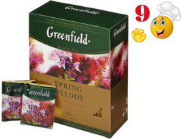 GREENFIELD SPRING MELODY BLACK TEA 9 BOXES X 100Tb= 900 Bags Made Russia... - $188.09